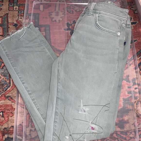 Anthropologie Denim - Pilcro, Anthropologie Green Straight Leg Jeans with Distressed Style